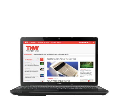 Desktop showing The Next Web website.