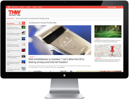 Desktop showing The Next Web website.